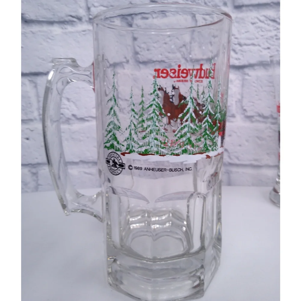 Vintage 1989 Budweiser Clydesdale Horses Glasses Set of 4 - Picture 4 of 7